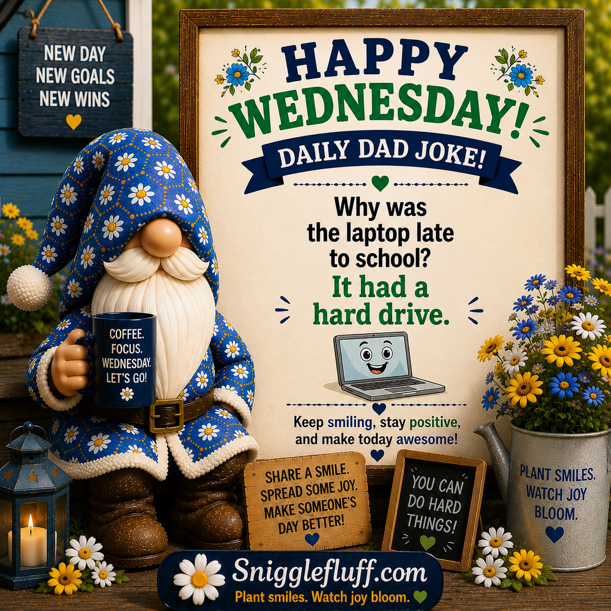 Keep smiling, stay positive, and make today awesome 🌼☕